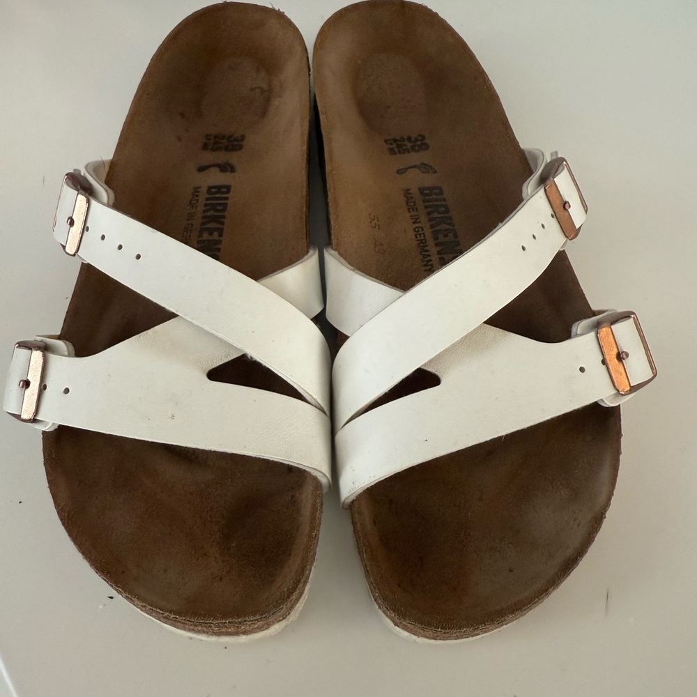 Birkenstock Women's White Cross-Strap Sandals - Picture 5 of 7